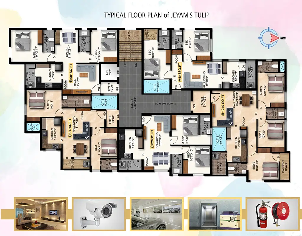 Jeyam Tulip Typical Floor Plan - Jeyam Builders Trichy