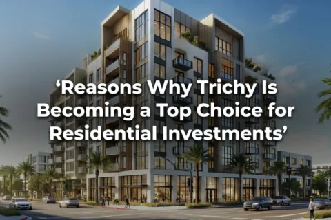 Modern apartment complex in Trichy with palm-lined streets, highlighting why the city is emerging as a preferred destination for residential real estate investment