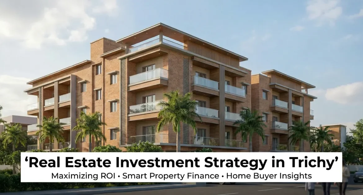 Modern residential apartment buildings in Trichy showcasing real estate investment opportunities with high ROI and contemporary design