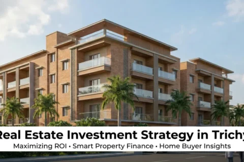 Modern residential apartment buildings in Trichy showcasing real estate investment opportunities with high ROI and contemporary design